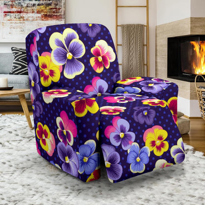 Pansy Pattern Print Design PS04 Recliner Slipcover-JORJUNE.COM