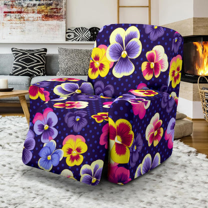 Pansy Pattern Print Design PS04 Recliner Slipcover-JORJUNE.COM