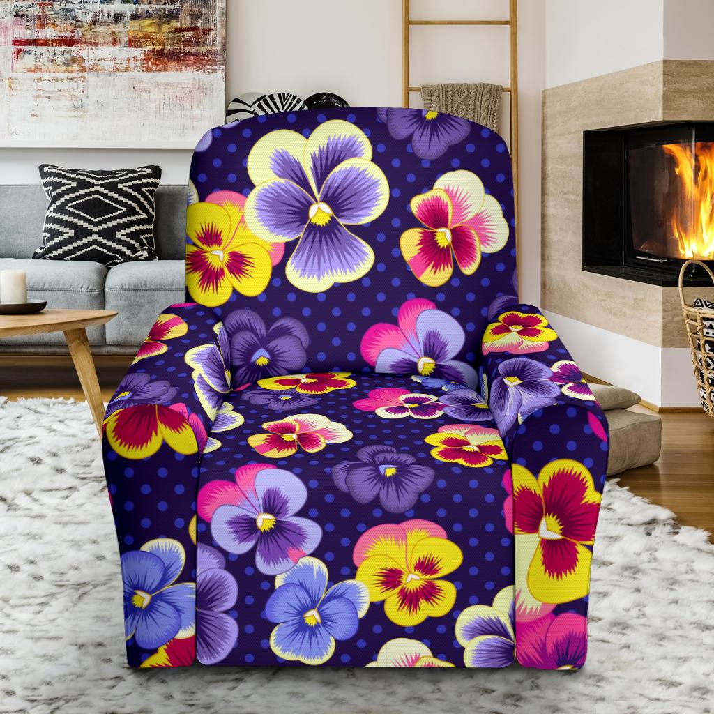 Pansy Pattern Print Design PS04 Recliner Slipcover-JORJUNE.COM
