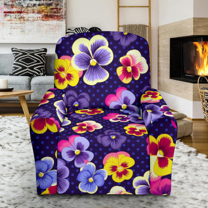 Pansy Pattern Print Design PS04 Recliner Slipcover-JORJUNE.COM