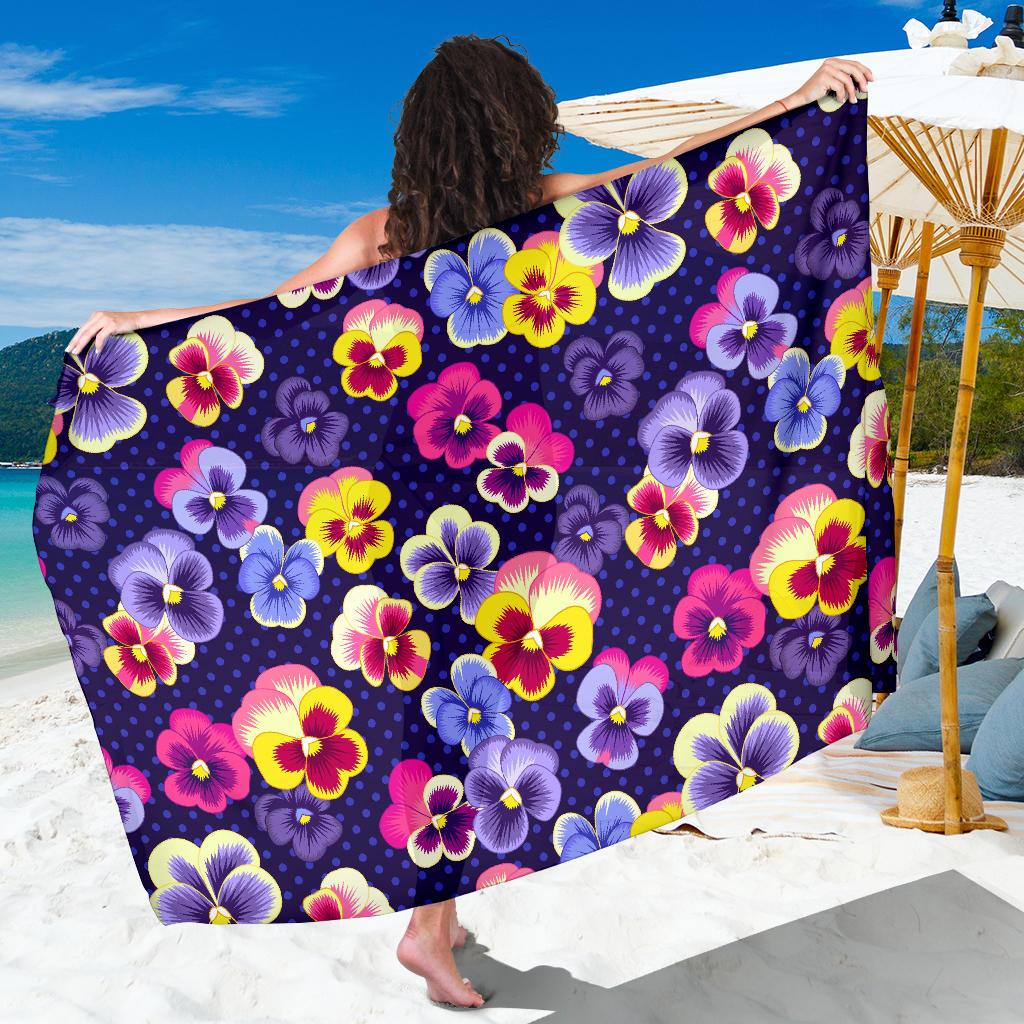 Pansy Pattern Print Design PS04 Sarong Pareo Wrap-JORJUNE.COM