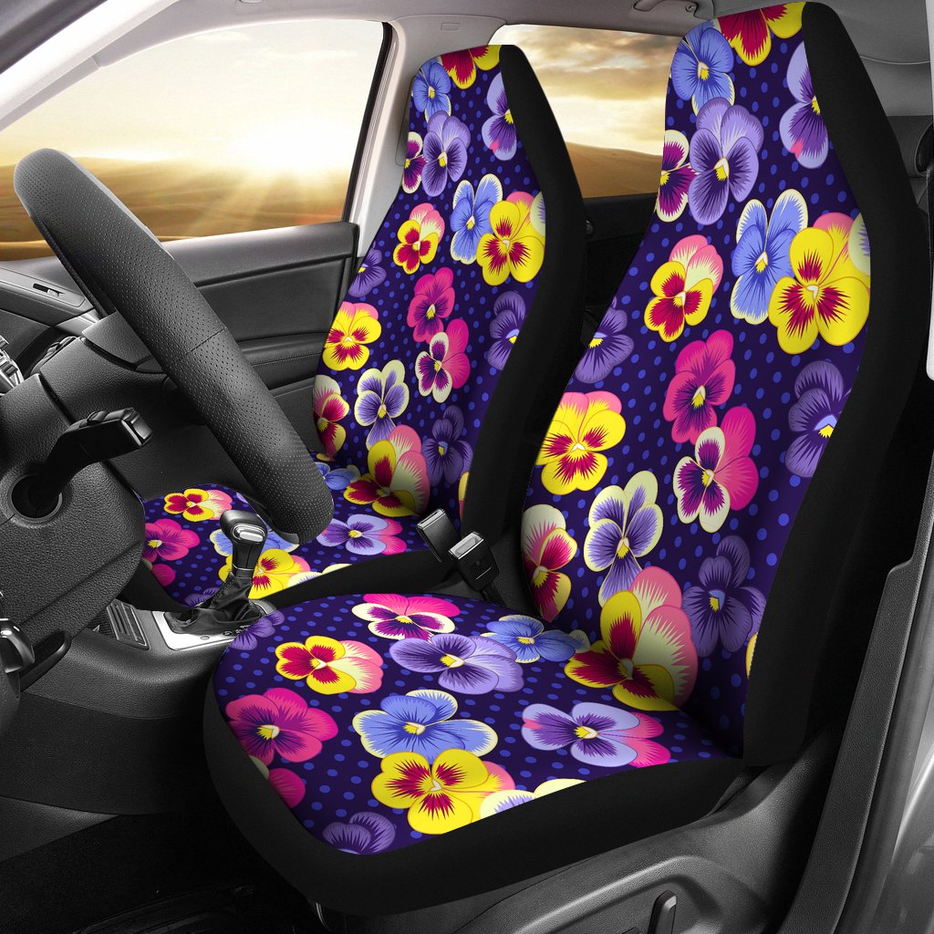 Pansy Pattern Print Design PS04 Universal Fit Car Seat Covers-JorJune