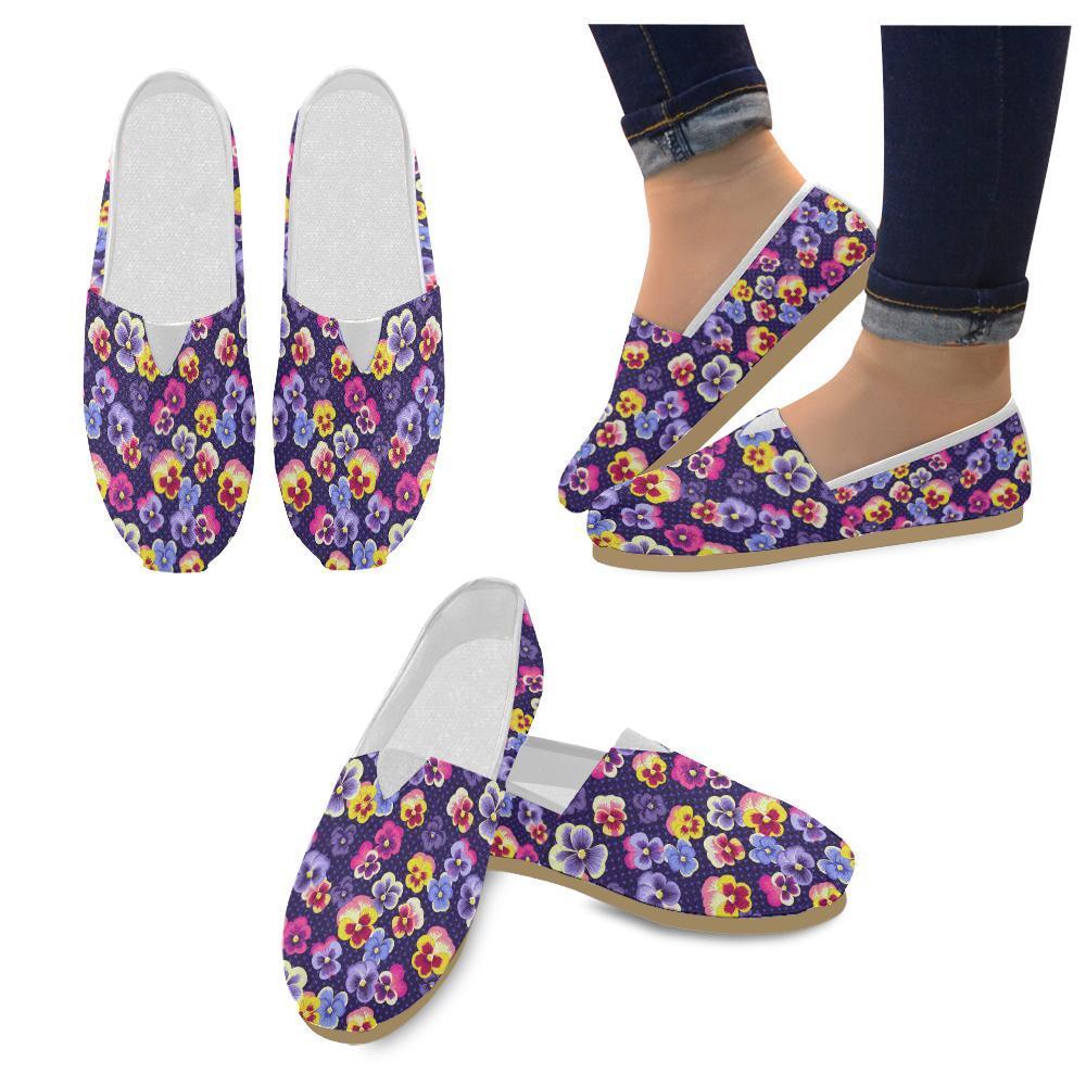 Pansy Pattern Print Design PS04 Women Casual Shoes-JorJune.com