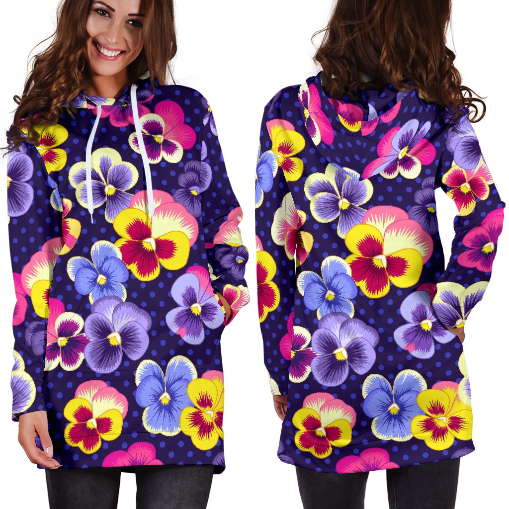 Pansy Pattern Print Design PS04 Women Hoodie Dress