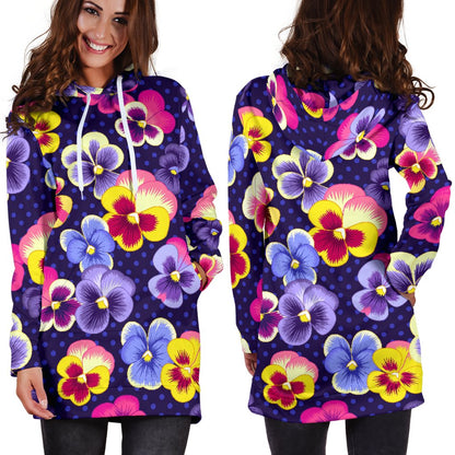 Pansy Pattern Print Design PS04 Women Hoodie Dress