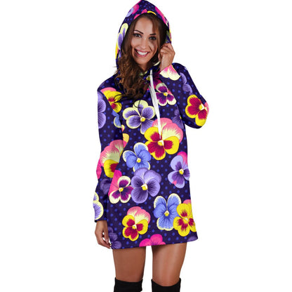 Pansy Pattern Print Design PS04 Women Hoodie Dress
