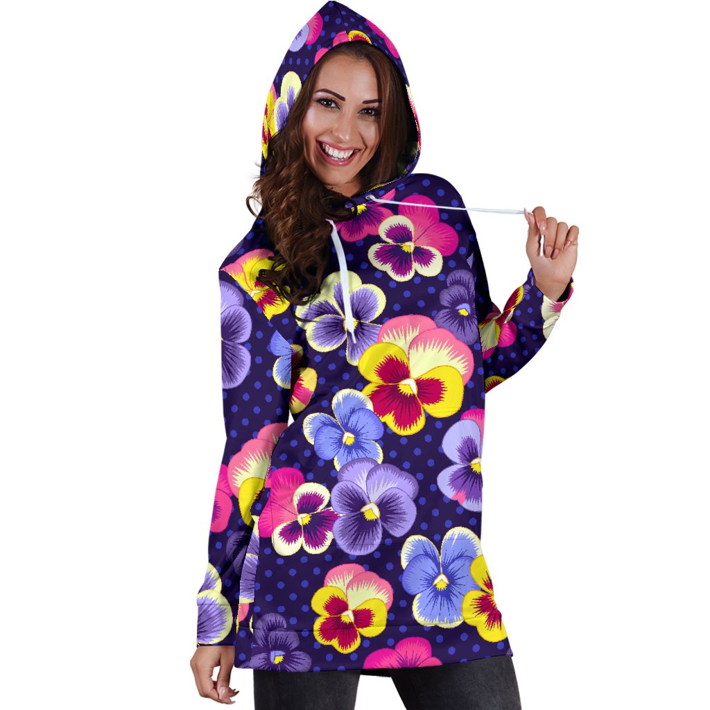 Pansy Pattern Print Design PS04 Women Hoodie Dress