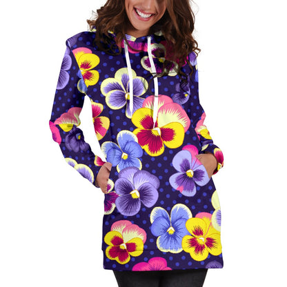 Pansy Pattern Print Design PS04 Women Hoodie Dress