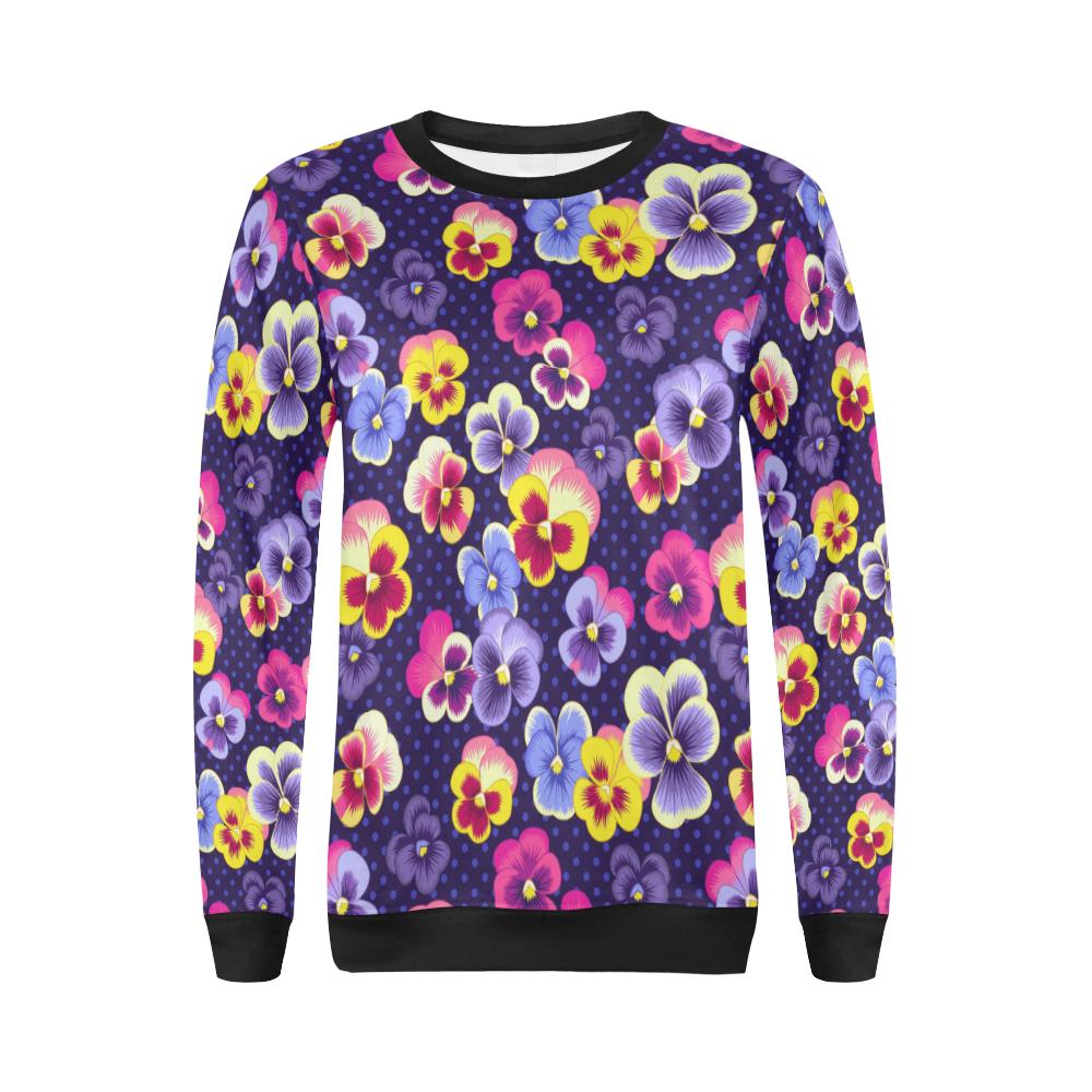 Pansy Pattern Print Design PS04 Women Long Sleeve Sweatshirt-JorJune