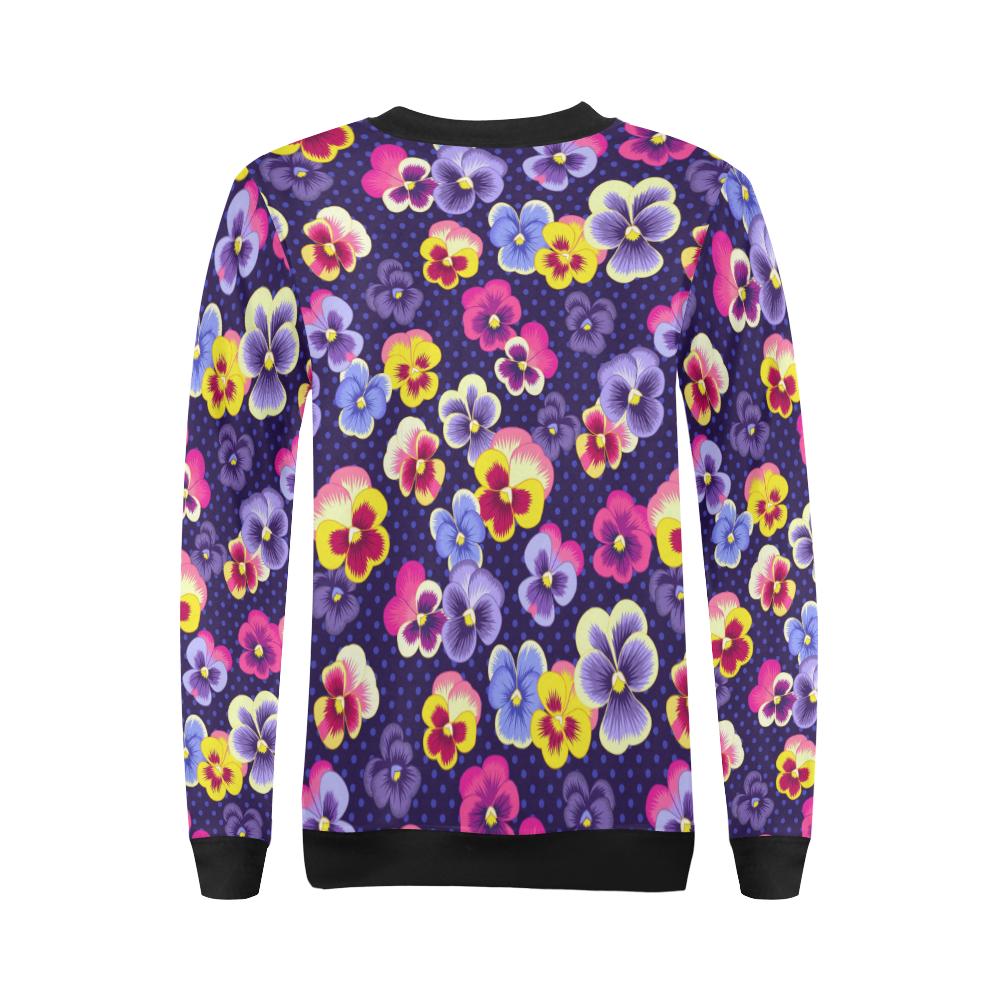 Pansy Pattern Print Design PS04 Women Long Sleeve Sweatshirt-JorJune