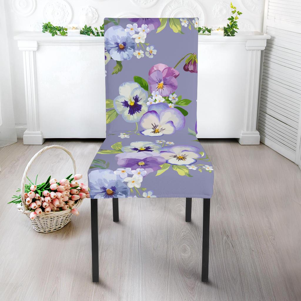 Pansy Pattern Print Design PS05 Dining Chair Slipcover-JORJUNE.COM