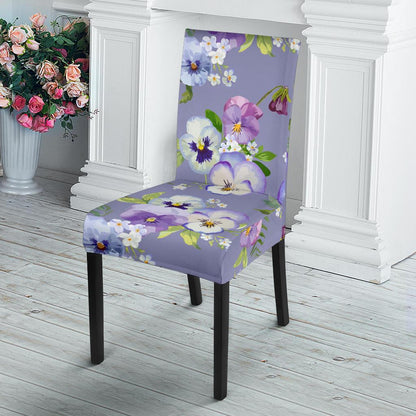Pansy Pattern Print Design PS05 Dining Chair Slipcover-JORJUNE.COM