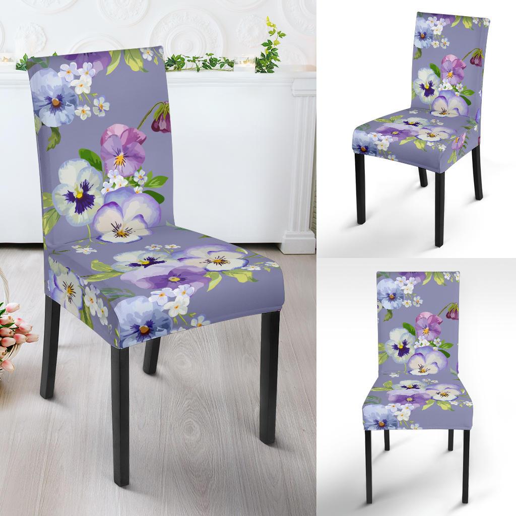 Pansy Pattern Print Design PS05 Dining Chair Slipcover-JORJUNE.COM