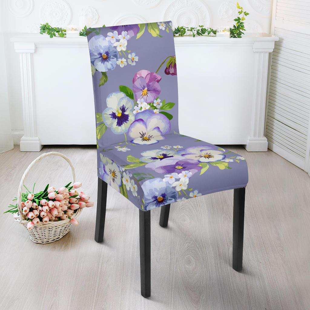 Pansy Pattern Print Design PS05 Dining Chair Slipcover-JORJUNE.COM