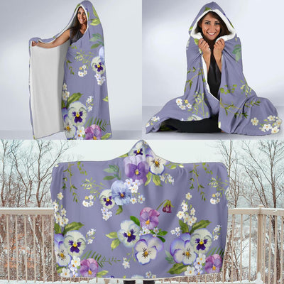 Pansy Pattern Print Design PS05 Hooded Blanket-JORJUNE.COM