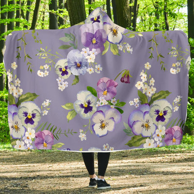 Pansy Pattern Print Design PS05 Hooded Blanket-JORJUNE.COM