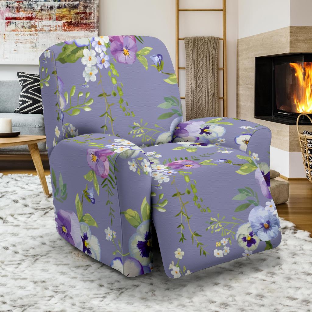 Pansy Pattern Print Design PS05 Recliner Slipcover-JORJUNE.COM