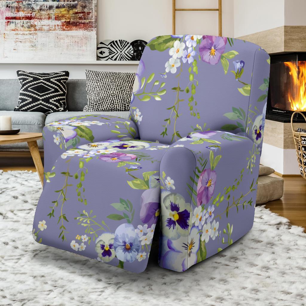 Pansy Pattern Print Design PS05 Recliner Slipcover-JORJUNE.COM