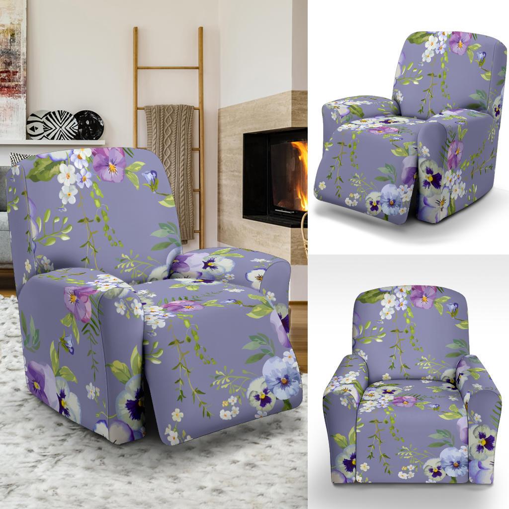 Pansy Pattern Print Design PS05 Recliner Slipcover-JORJUNE.COM