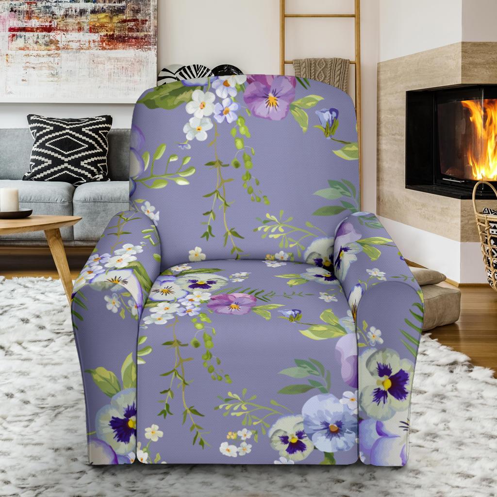 Pansy Pattern Print Design PS05 Recliner Slipcover-JORJUNE.COM