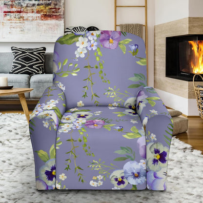 Pansy Pattern Print Design PS05 Recliner Slipcover-JORJUNE.COM