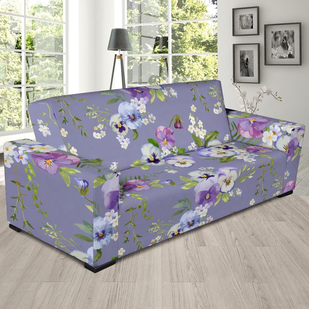Pansy Pattern Print Design PS05 Sofa Slipcover-JORJUNE.COM