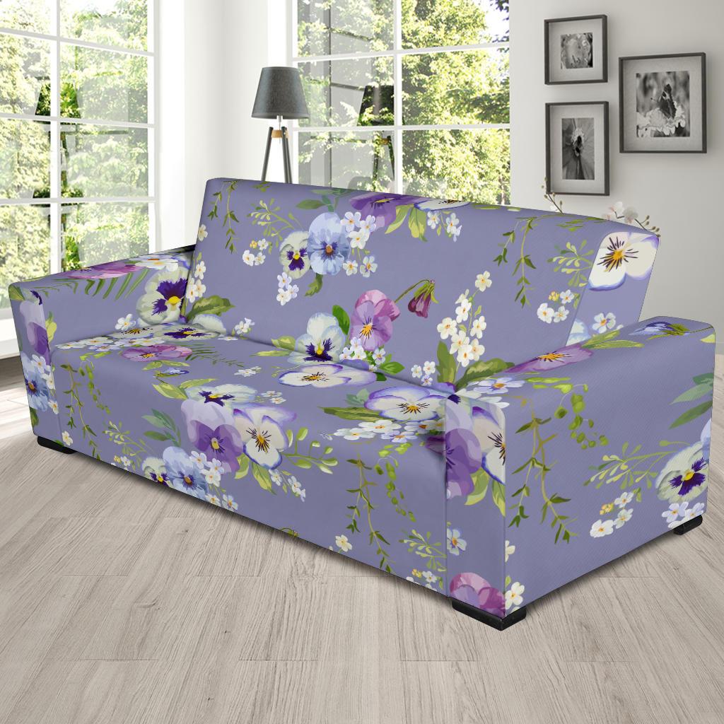 Pansy Pattern Print Design PS05 Sofa Slipcover-JORJUNE.COM