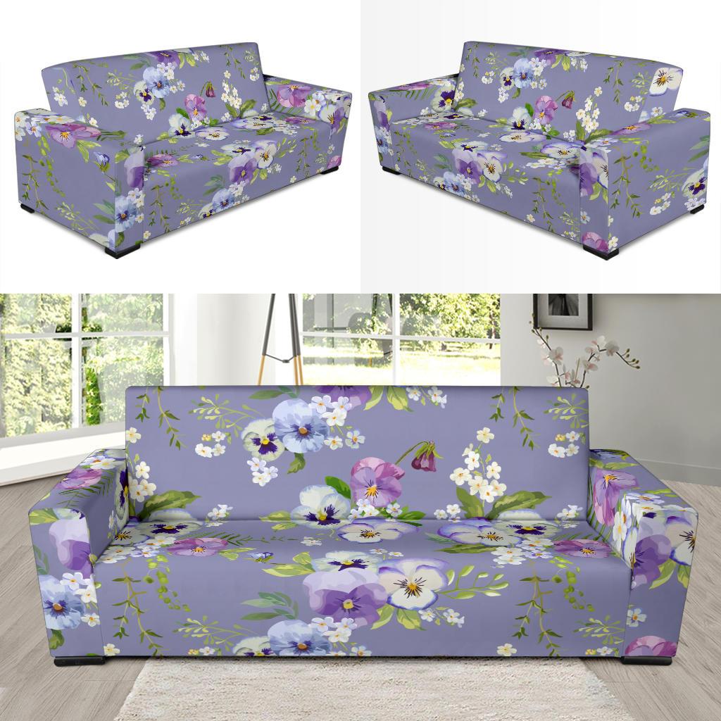 Pansy Pattern Print Design PS05 Sofa Slipcover-JORJUNE.COM