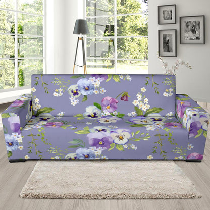Pansy Pattern Print Design PS05 Sofa Slipcover-JORJUNE.COM