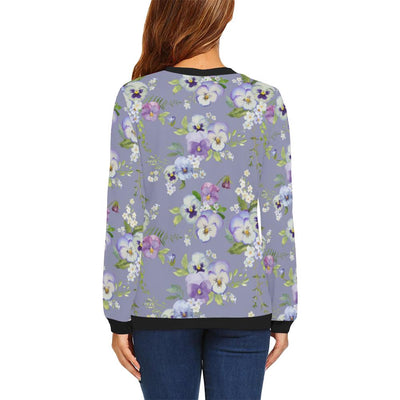 Pansy Pattern Print Design PS05 Women Long Sleeve Sweatshirt-JorJune