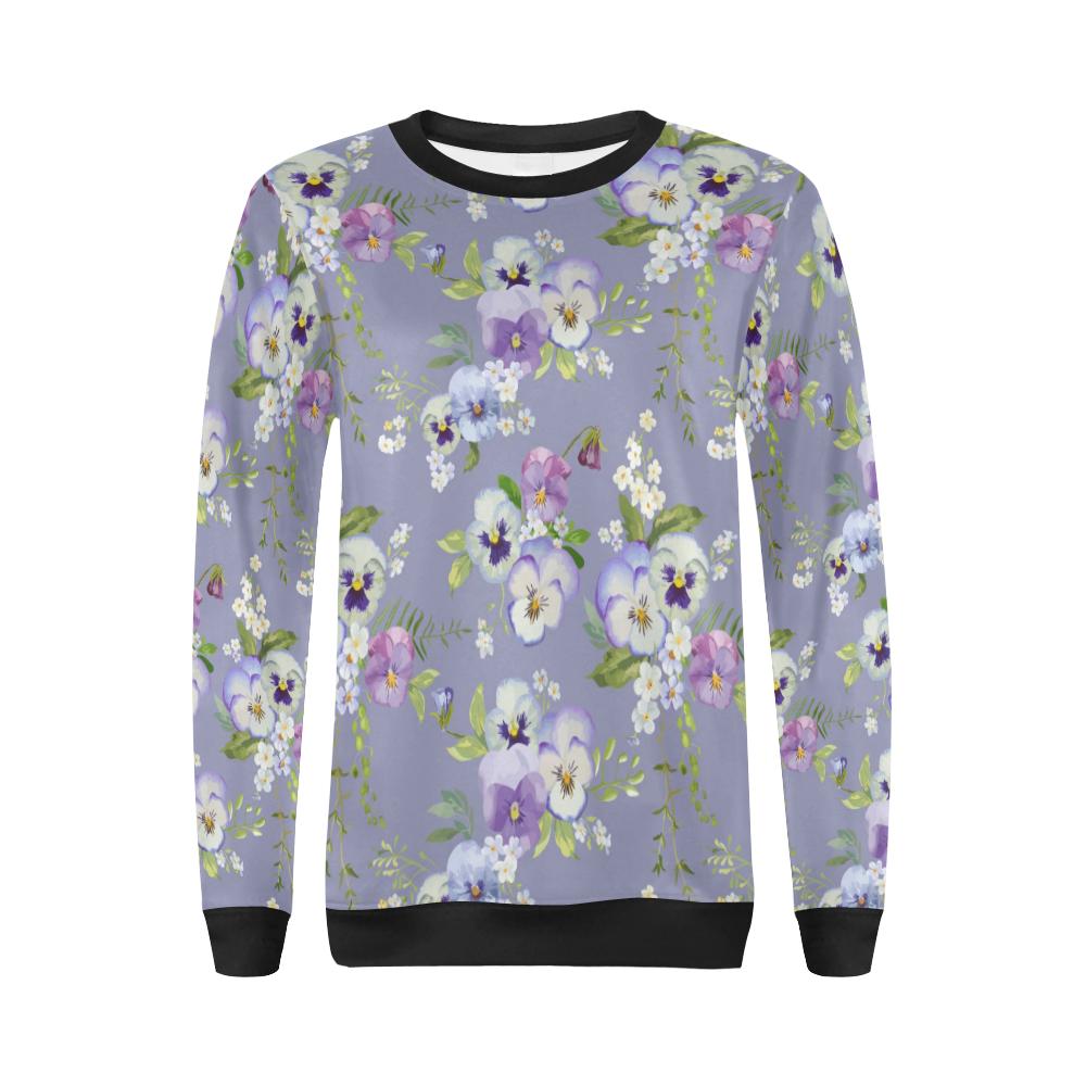 Pansy Pattern Print Design PS05 Women Long Sleeve Sweatshirt-JorJune