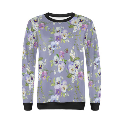 Pansy Pattern Print Design PS05 Women Long Sleeve Sweatshirt-JorJune