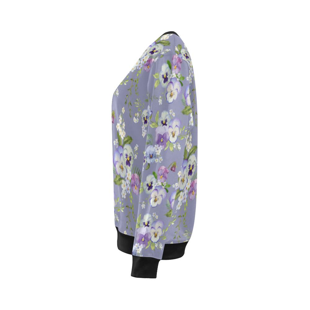 Pansy Pattern Print Design PS05 Women Long Sleeve Sweatshirt-JorJune