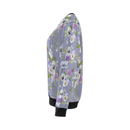 Pansy Pattern Print Design PS05 Women Long Sleeve Sweatshirt-JorJune