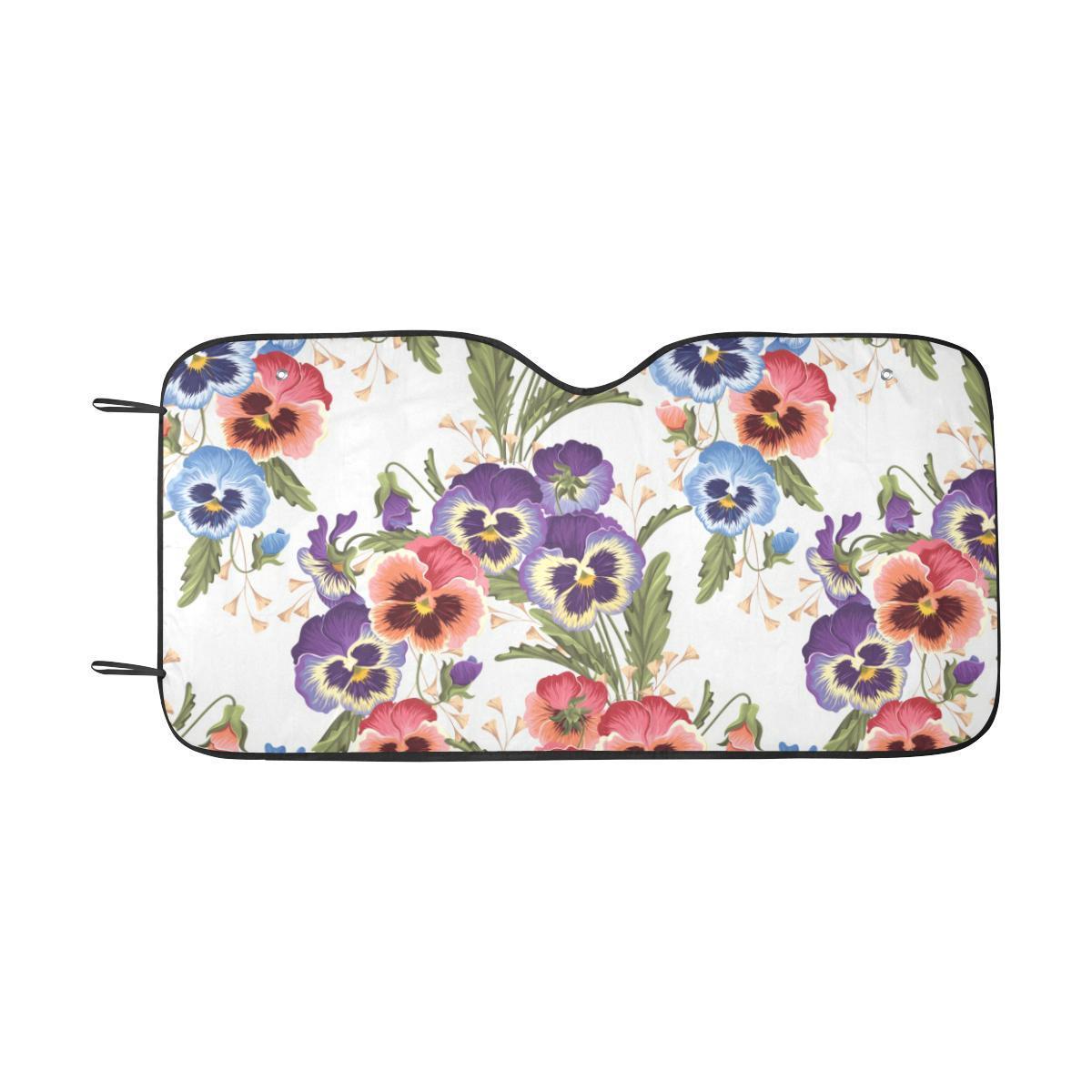 Pansy Pattern Print Design PS06 Car Sun Shade-JorJune