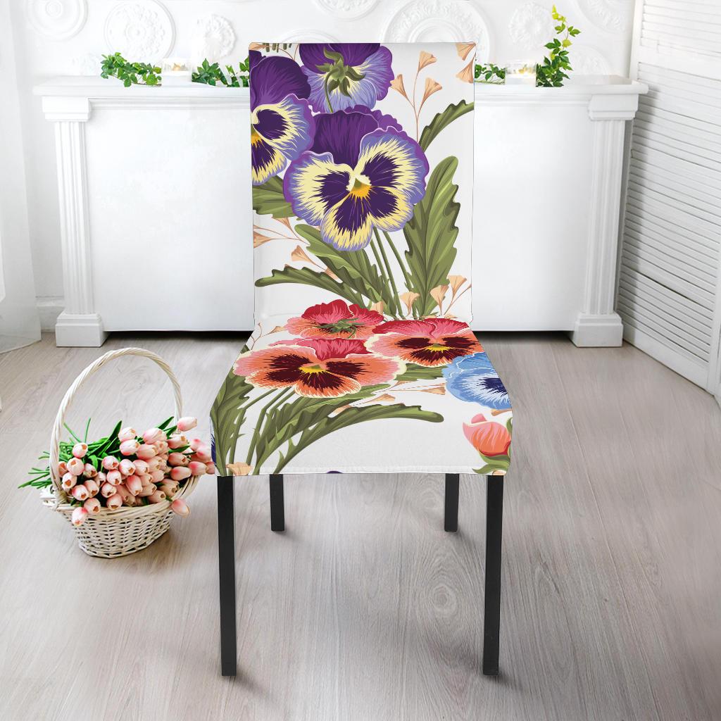 Pansy Pattern Print Design PS06 Dining Chair Slipcover-JORJUNE.COM