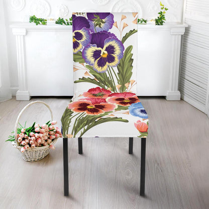 Pansy Pattern Print Design PS06 Dining Chair Slipcover-JORJUNE.COM