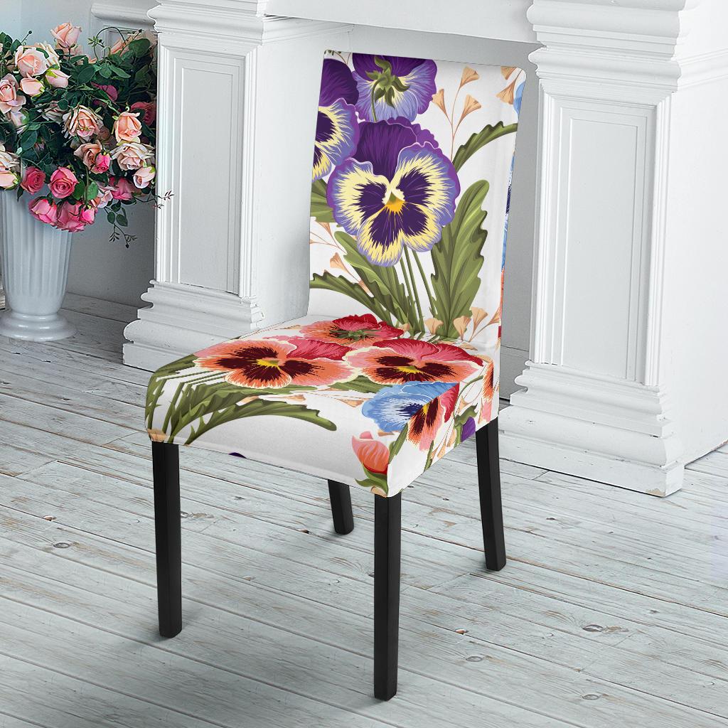 Pansy Pattern Print Design PS06 Dining Chair Slipcover-JORJUNE.COM