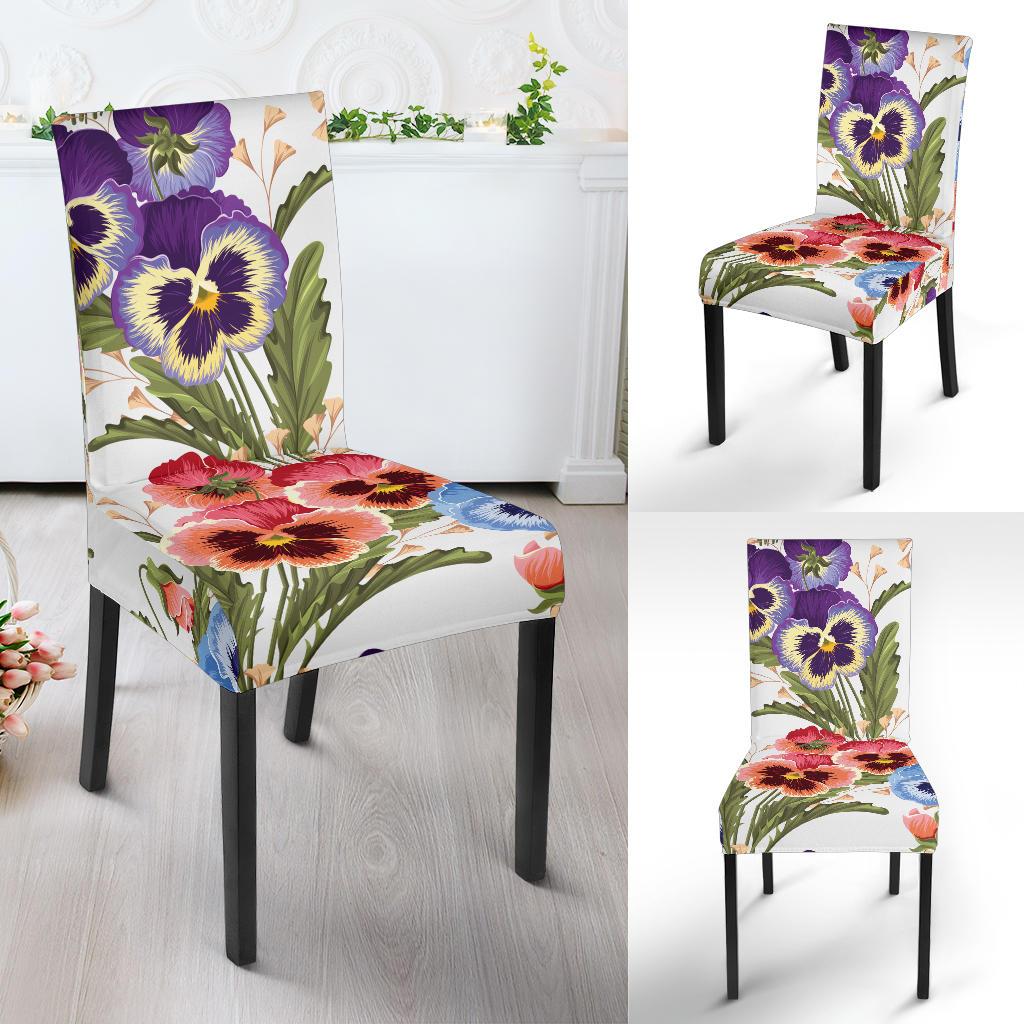Pansy Pattern Print Design PS06 Dining Chair Slipcover-JORJUNE.COM