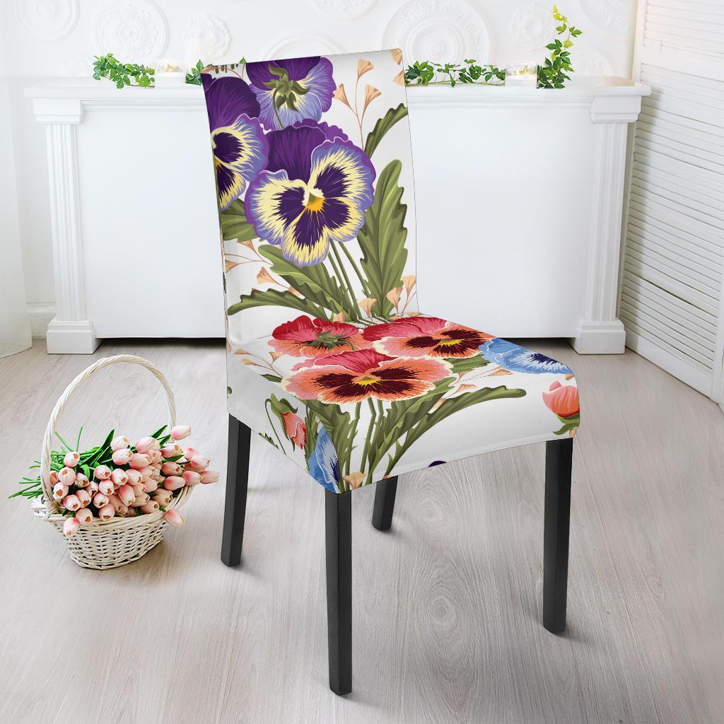 Pansy Pattern Print Design PS06 Dining Chair Slipcover-JORJUNE.COM