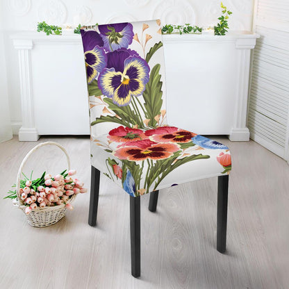 Pansy Pattern Print Design PS06 Dining Chair Slipcover-JORJUNE.COM