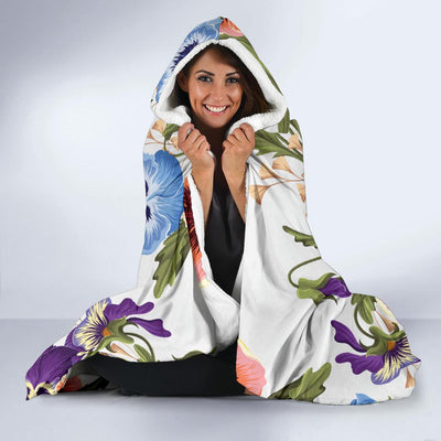 Pansy Pattern Print Design PS06 Hooded Blanket-JORJUNE.COM