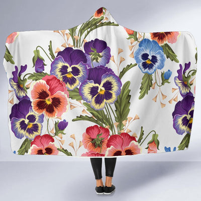 Pansy Pattern Print Design PS06 Hooded Blanket-JORJUNE.COM