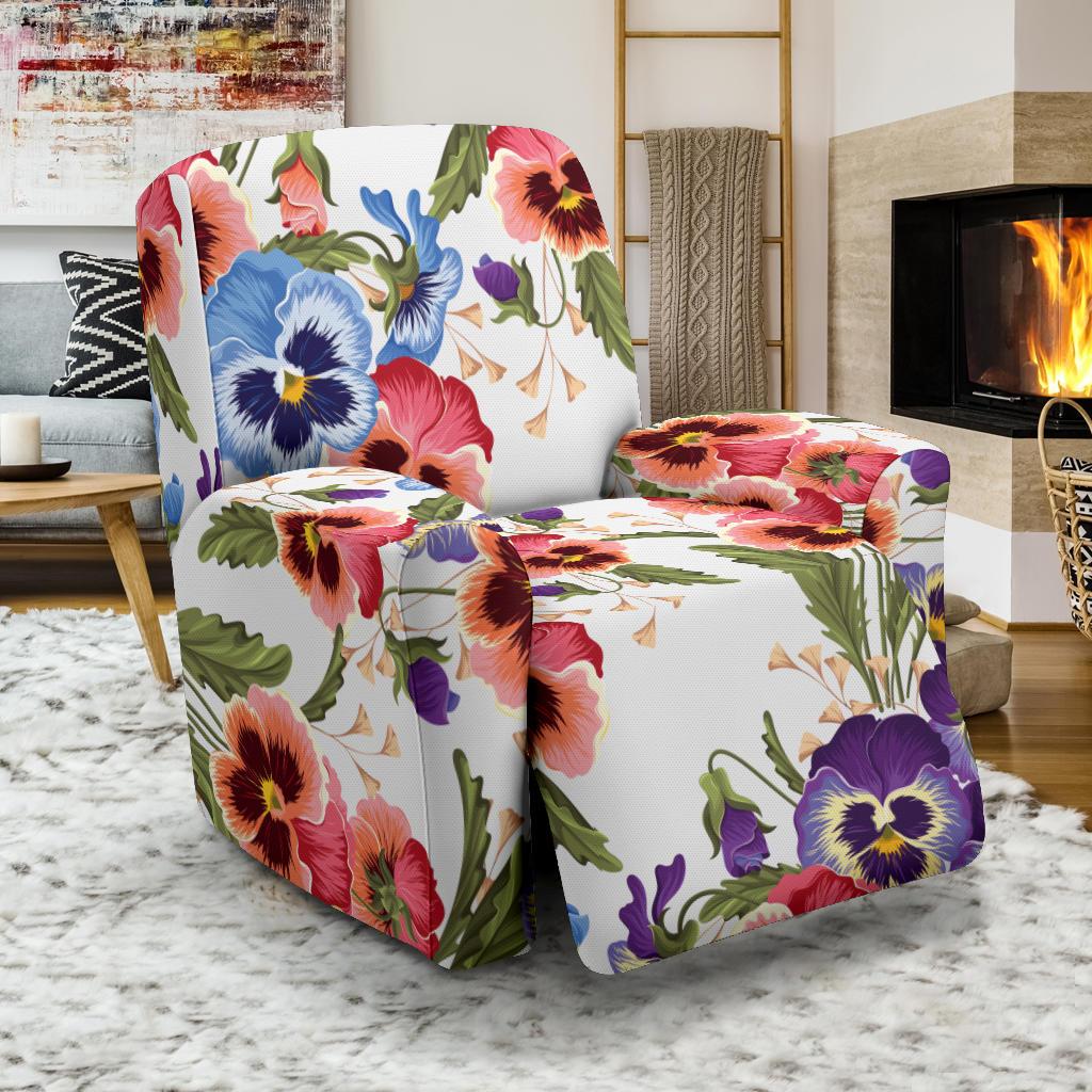 Pansy Pattern Print Design PS06 Recliner Slipcover-JORJUNE.COM