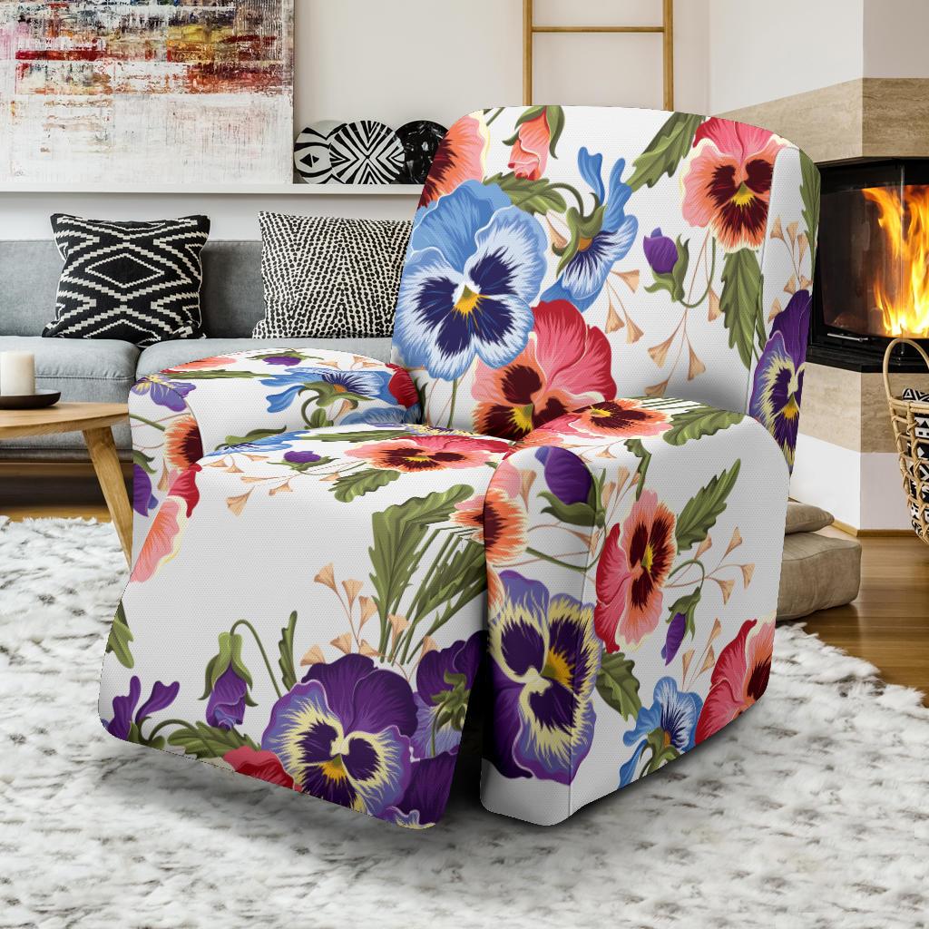 Pansy Pattern Print Design PS06 Recliner Slipcover-JORJUNE.COM