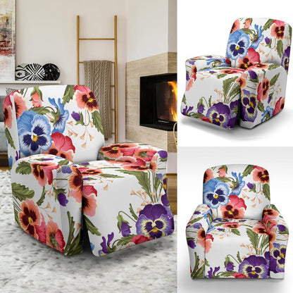 Pansy Pattern Print Design PS06 Recliner Slipcover-JORJUNE.COM
