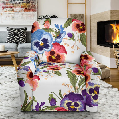 Pansy Pattern Print Design PS06 Recliner Slipcover-JORJUNE.COM