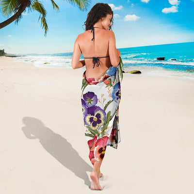 Pansy Pattern Print Design PS06 Sarong Pareo Wrap-JORJUNE.COM