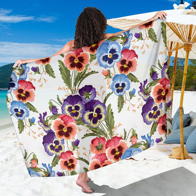 Pansy Pattern Print Design PS06 Sarong Pareo Wrap-JORJUNE.COM