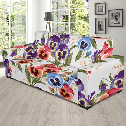 Pansy Pattern Print Design PS06 Sofa Slipcover-JORJUNE.COM